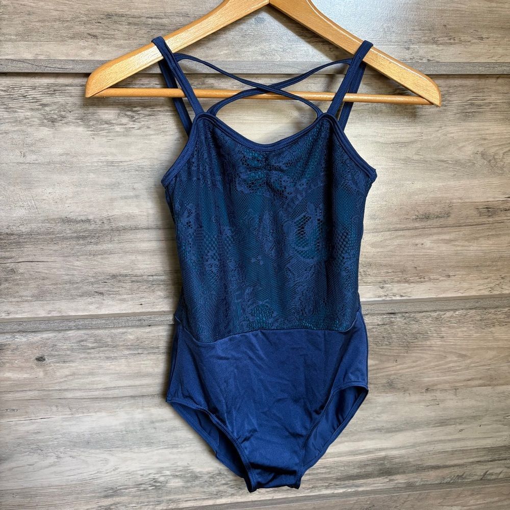 Weissman LC Navy Blue Lace Top Leotard Ballet Lyrical Dance Coquette Classic